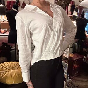New White House Black Market White Wrap Blouse